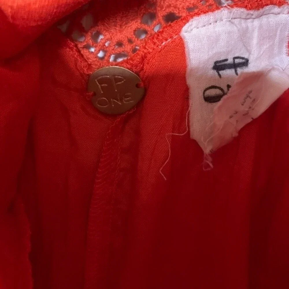 NWOT Free People One Coast to Cove Mini Dress in Red Orange. Size Small